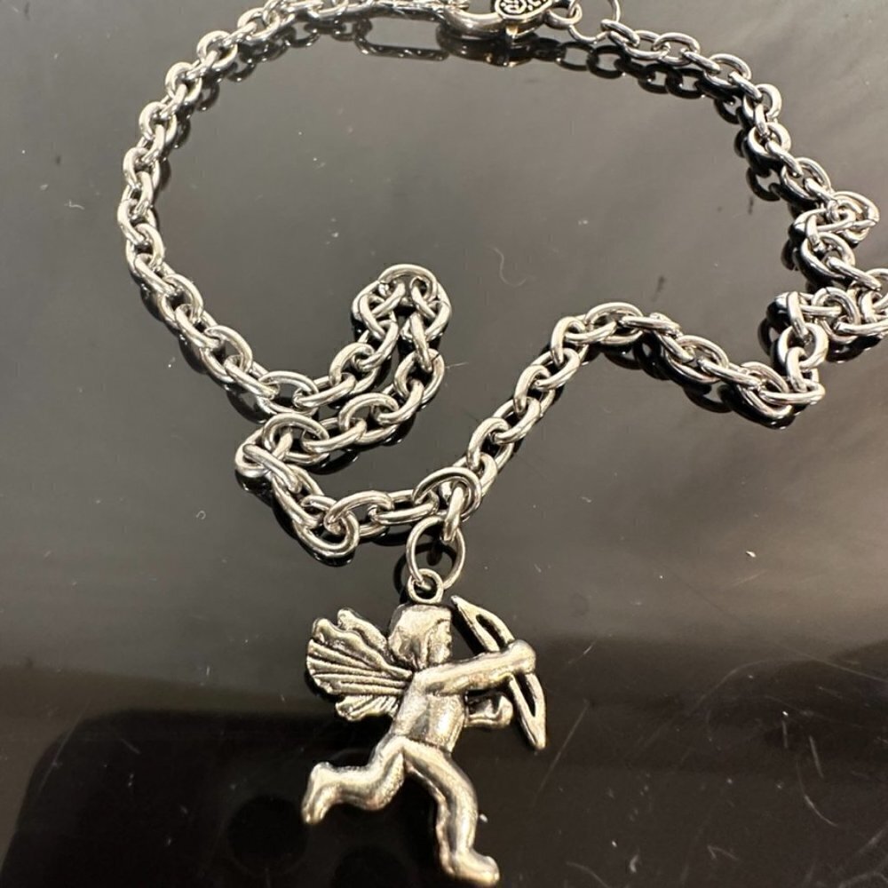 Cherub Angel Cupid Necklace Pendant Silver Baroque Gift Christmas Valentines Day
